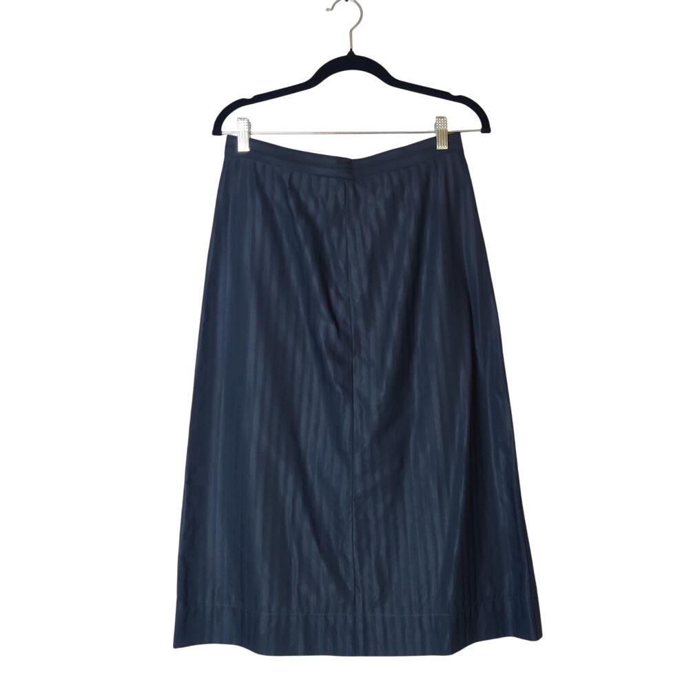 Ewanika Toronto Canada Gray Striped Minimalist Midi Skirt Small Quiet Luxury